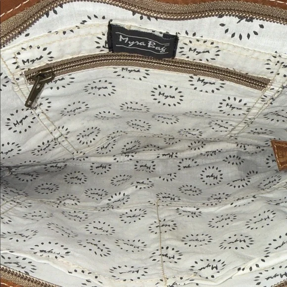 MYRA EUC Brown and Tan Fringe Leather Bag - Picture 5 of 9